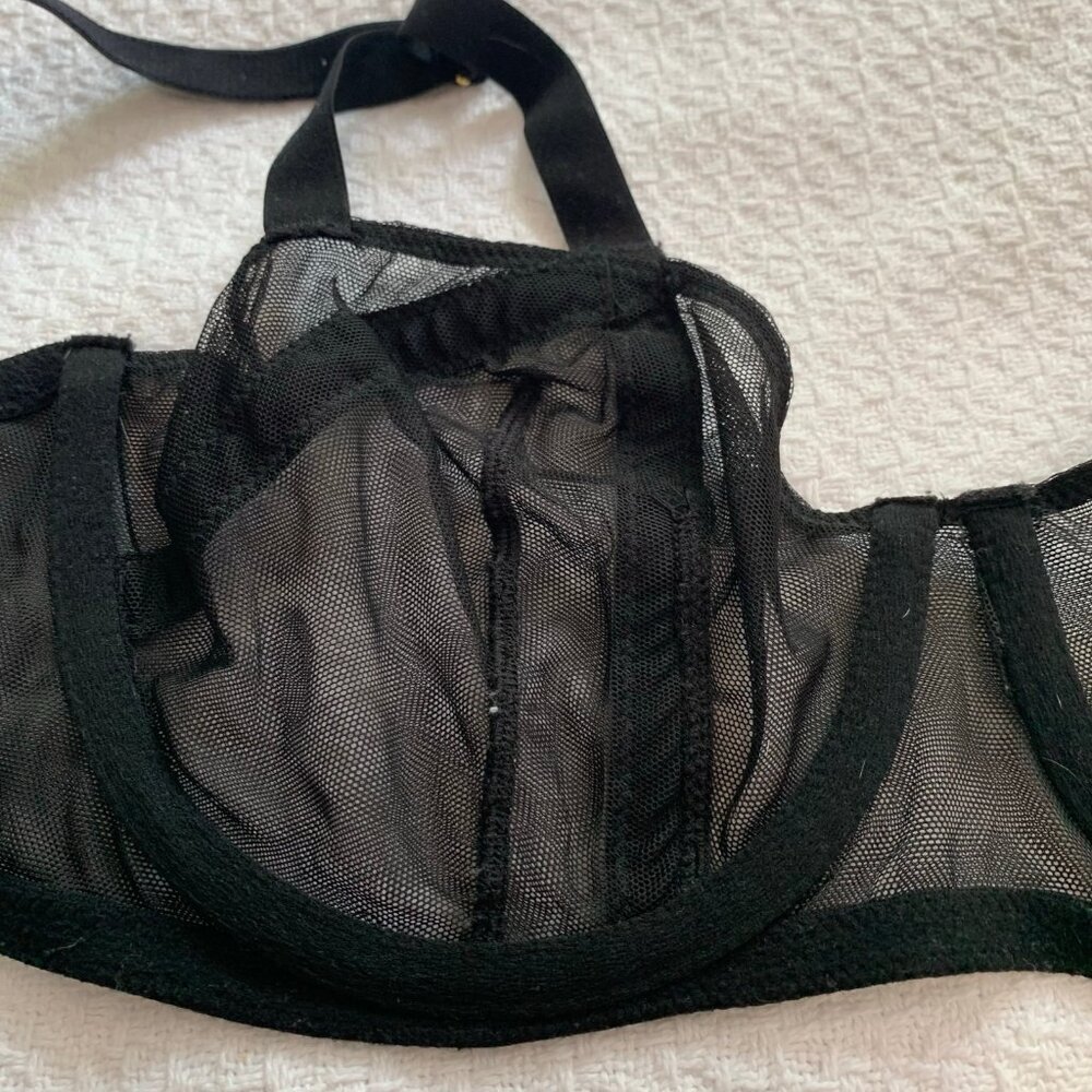Victorias Secret Very Sexy Unlined Balconet Bra Black Mesh Strappy 34DD‎ - Picture 9 of 9